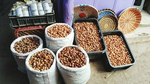 Various food in market stall