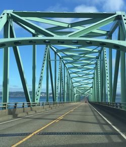 Kettle falls bridge on river against sky