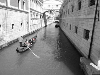 High angle view of people on boat