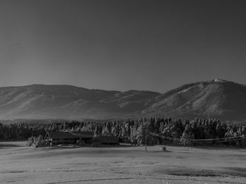 Scenic view of mountains against clear sky