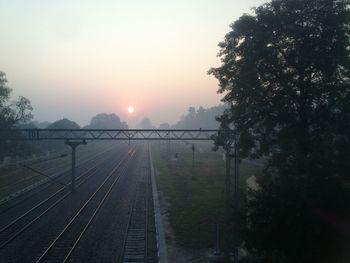 Railroad track at sunset