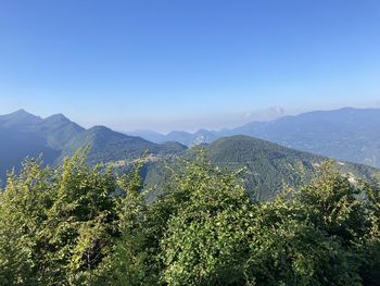 Scenic view of mountains against clear sky