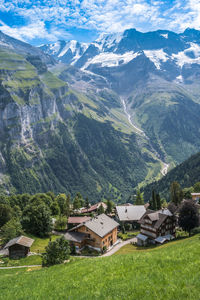 Scenic picture from gimmelwald at lauterbrunnen valley, switzerland