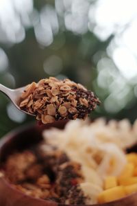 Close-up of chopped bread on table