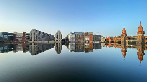 Reflection of buildings in lake
