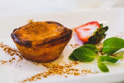 Close-up of dessert served in plate