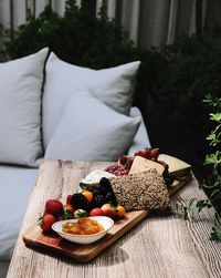Close-up of dessert on table