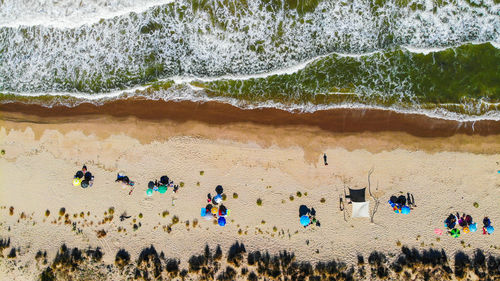 High angle view of people at beach