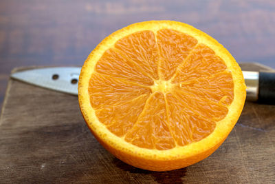 Close-up of orange on table