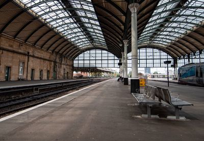 Train at railroad station platform