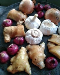 High angle view of fruits on table