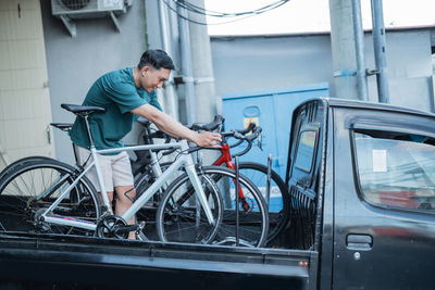 Man riding bicycle