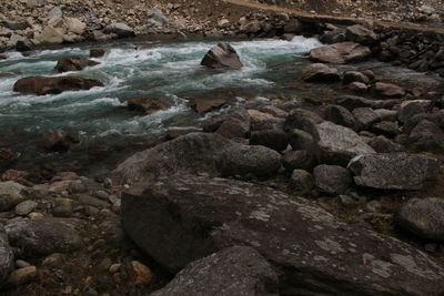 Close-up of rocks in water