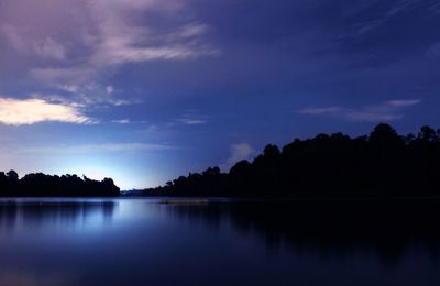 Reflection of trees in calm lake