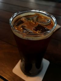 Close-up of ice cream in glass on table