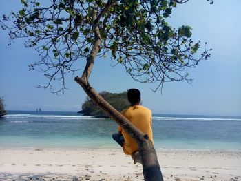 Full length of man on beach against sky