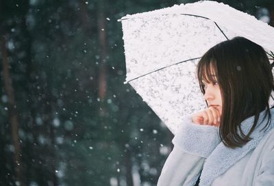 Portrait of woman during winter