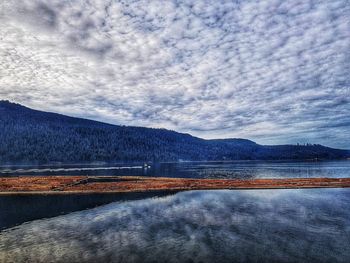 Scenic view of lake against sky