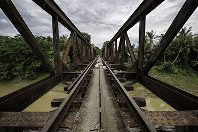 Railroad tracks amidst trees against sky