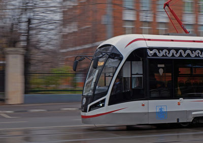 Train on street in city