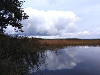 Scenic view of lake against sky