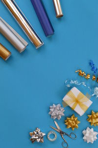 High angle view of christmas decoration on table