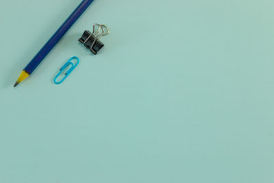 High angle view of colored pencils on table