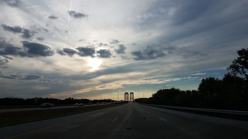 Road against sky during sunset