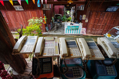 High angle view of for sale at market stall