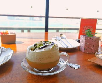 Close-up of dessert on table