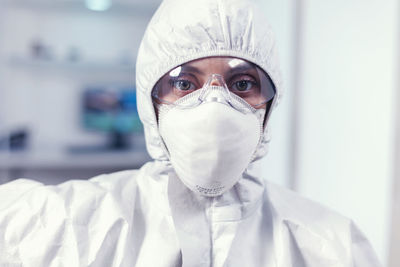 Portrait of woman wearing mask