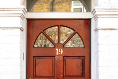 Closed door of house