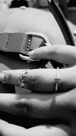 Close-up of woman holding hands