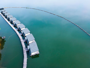 High angle view of ship in sea
