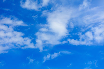 Low angle view of clouds in blue sky