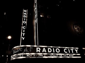 Information sign at night