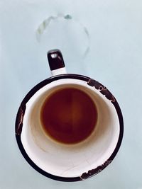 High angle view of coffee on table