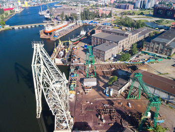 High angle view of commercial dock