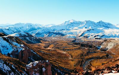 Scenic view of snowcapped mountain against sky