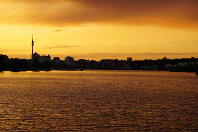 View of city at sunset