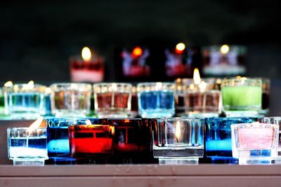 Close-up of illuminated candles