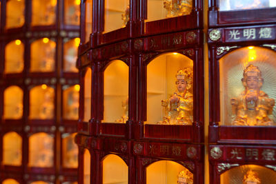 Reflection of illuminated building in glass window