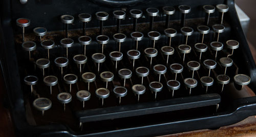 High angle view of old typewriter