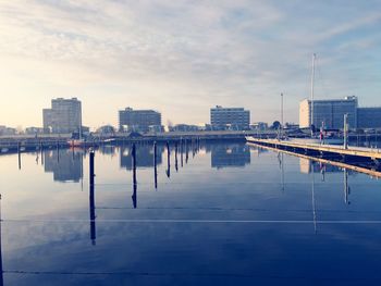 Reflection of buildings in river