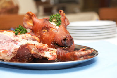 Close-up of meal served in plate