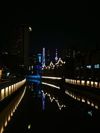 Illuminated cityscape at night