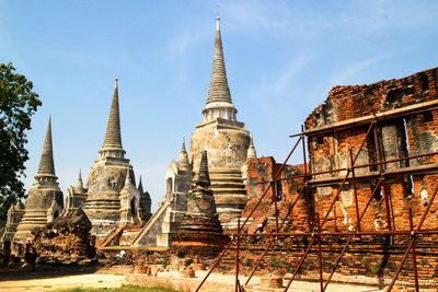 Low angle view of temple building against sky