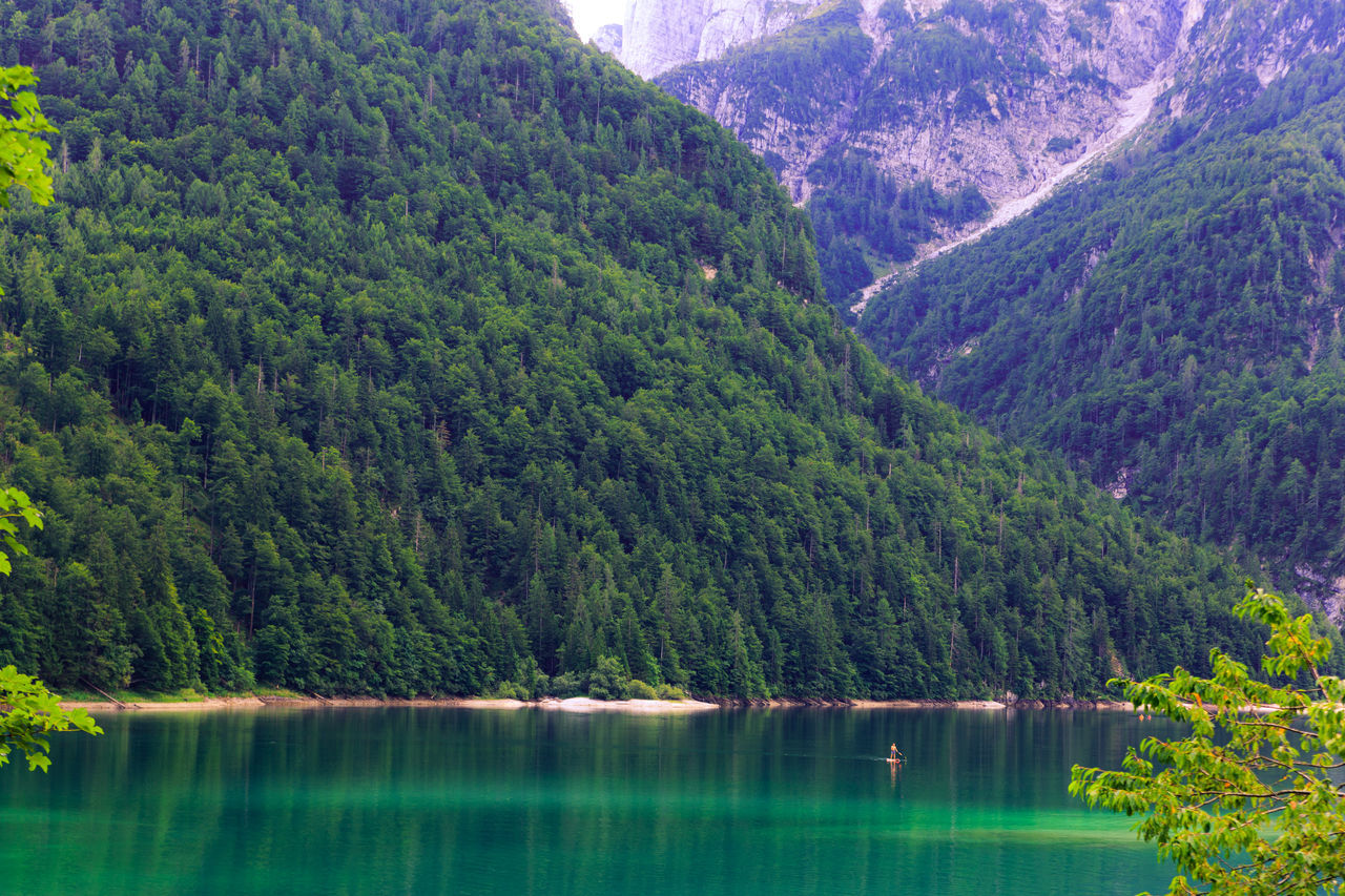 SCENIC VIEW OF LAKE AND MOUNTAINS