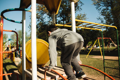 Boy having fun in playground
