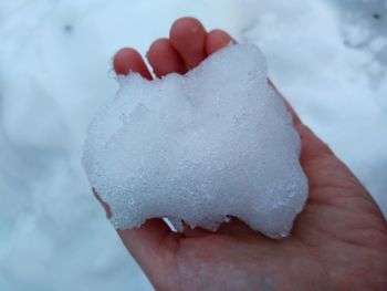 Close-up of hand holding ice cream